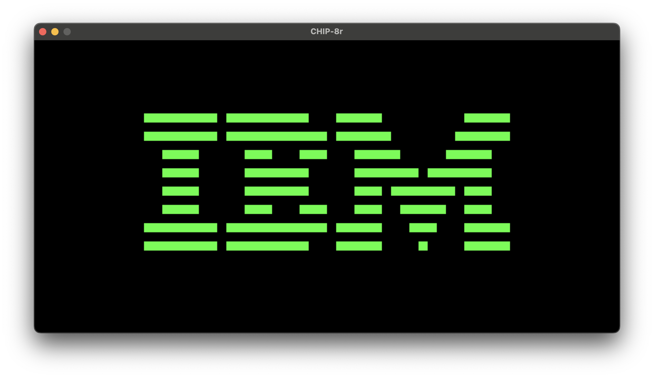 Chip-8R emulator running IBM logo ROM